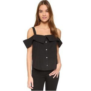 NWT Clu Off the Shoulder Button Down Top - Black - Size XS